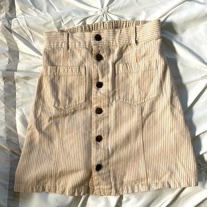 Yellow stripe denim skirt